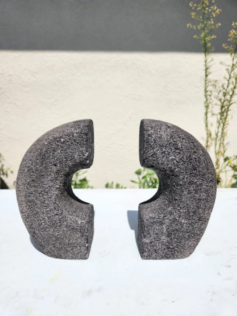 West Elm Lava Stone Bookends Book Ends Rock HEAVY Set of 2 Pair Minimalist